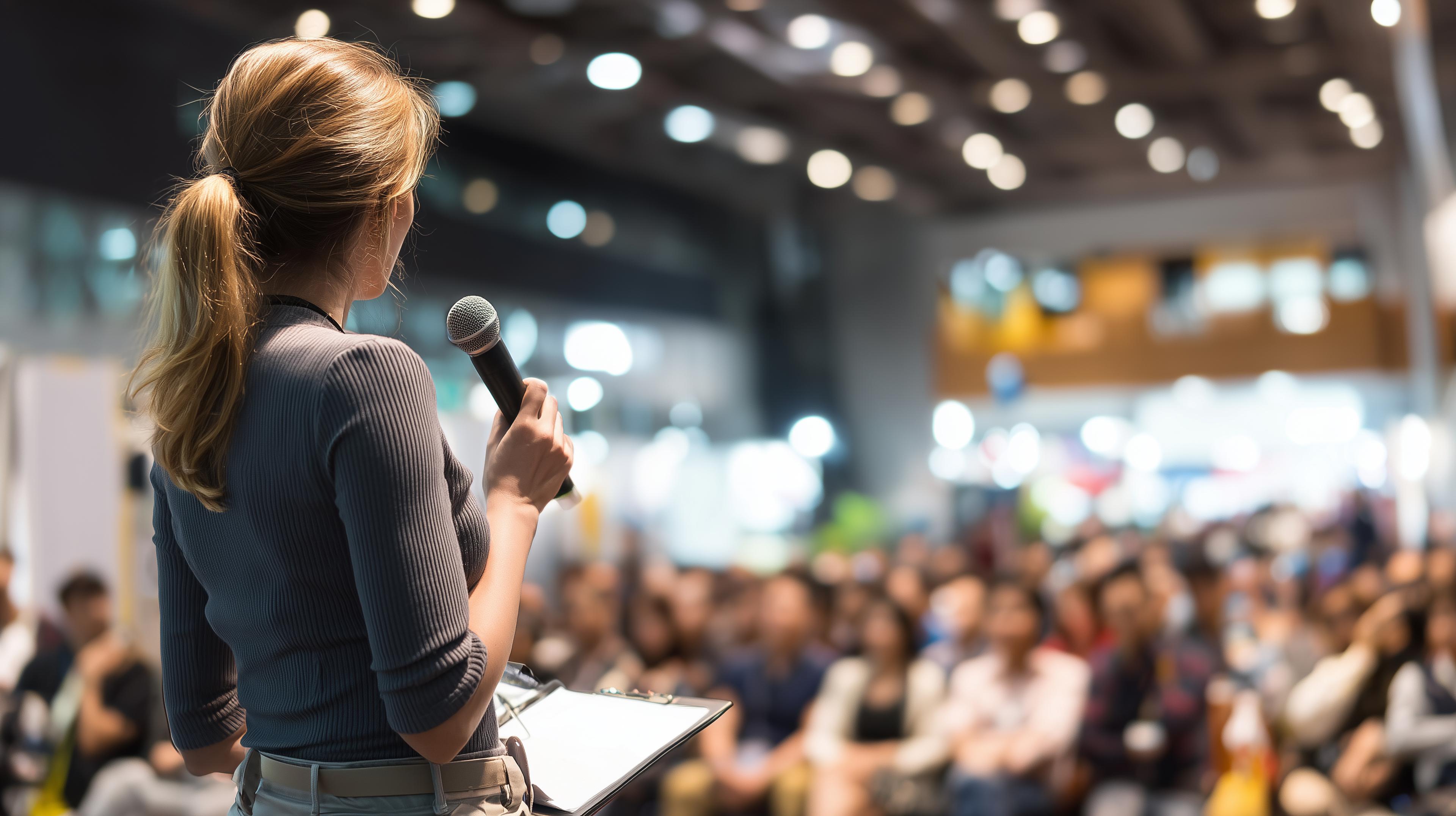 Audience seated at a conference presentation
